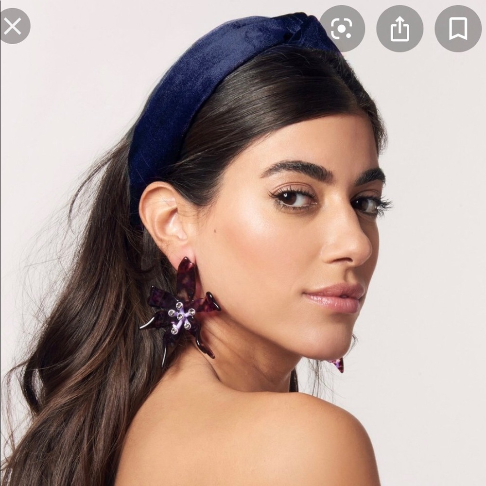 Lele Sadoughi Navy Velvet Headband